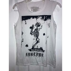 Sublime White Cut-off Tank Size Small